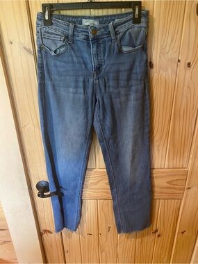 Harper Indigo Denim Jeans with Gold Stitching